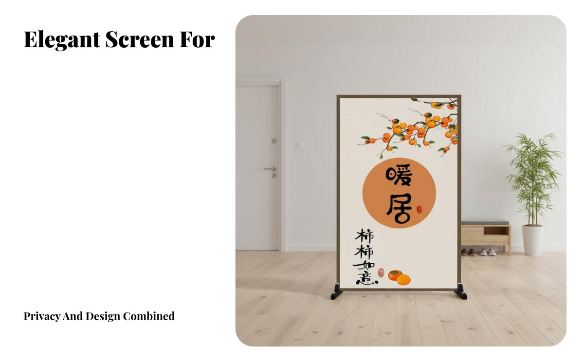 Traditional Chinese design Freestanding Panel Partition Double-Sided Pattern Room separater Opaque Fabric Space Separator Easy to stow for Fans of Asian Aesthetics, awayice Workers, Business Owners, Entryway, Studio Apartment, Bedroom, Restaurant