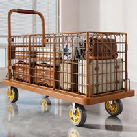 Folding Handle Metal Four-Wheel Cart with Single Wheel
