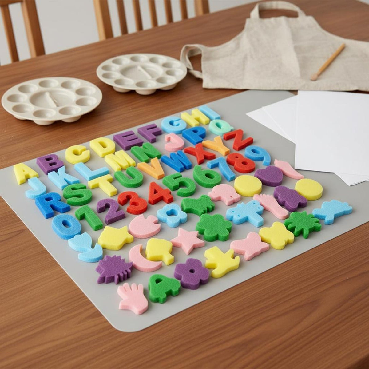 62 Pieces Alphabet Number Sponge Stamps Educational Foam Painting Stampers