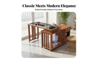 1 Piece Solid Wood Kung Fu Tea Table Wooden Tea Ceremony Furniture Space Saving Design Mortise and Tenon Joinery Suitable for Balcony Patio Study Homeowners Adults