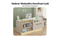 Shop Front Counter Easy to Clean Retail Counter with Display Shelves Wear-Resistant Modern Store Welcome Desk for Retailers, Pharmacy, Boutique, Cafe