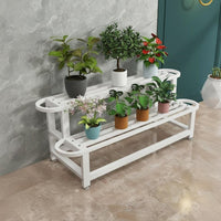 Multi-Level Rolling Planter Shelf with casters Flower Pot Holder Stable framework