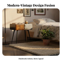 Patchwork Front Cabinet Retro Look Bedside Table Modern aesthetic for Homeowners