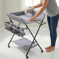 Adjustable Height Changing Table Mesh Storage Basket Foldable Changing Table