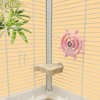 Parrot Toy Rotating Wheel with Spokes, PLA Material Interactive Bird Cage Accessory, Suction Cup Cockatiel Budgie and Parakeet Toy