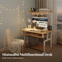 Compact Computer Desk with Hutch Multi-Layer Storage Gaming Desk with Shelves Modern Design Industrial Computer Table Spacious Desktop for Students, Adults, Teenagers, Bedroom, Dorm Room