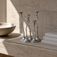 Cast Aluminum Candle Holder Sculptural Metal Candelabra Tabletop
