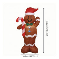 Festive Inflatable Gingerbread Man with Candy Cane Cheerful Gingerbread Man with Candy Cane Outdoor Christmas Inflatable for Garden, Porch