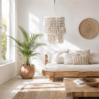 Moroccan Tassel Lamp Ethnic Design Macrame Lampshade Easy to Install for Bedroom