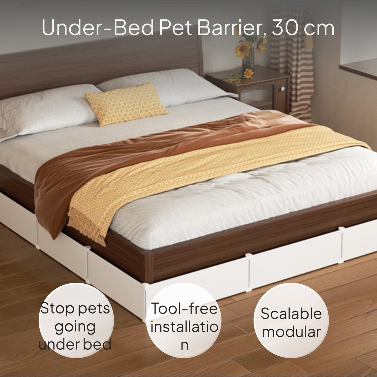 Bed Gap Guard Pet Barrier Adjustable Panel Easy Assembly