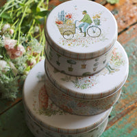 Round Tin Cookie Jar with Lid, Metal Storage Container for Baking and Candy