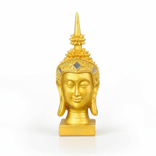 Golden Buddha Head Statue Decorative Buddha Head Statue Spiritual for Desktop