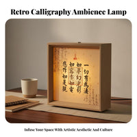 Creative Gift Calligraphy Light Box Retro Design Chinese Design Shadow Box Lamp Handmade for Art Lovers, Homeowners, Study Room