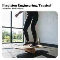 Sturdy Wood Construction Wooden Balance Board Anti-Slip Surface Wooden Balance Coach High Load Capacity Core Training Board Full Body Workout for Surfers, Athletes, Beginners, Mindful Stretching, Home Gym, Standing Desk