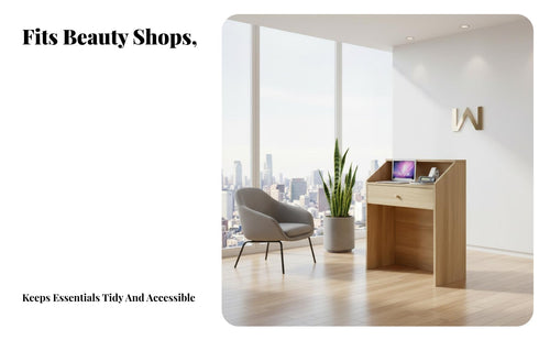 Compact Design Small Reception Desk Sturdy Construction Small Front Desk Multi-Purpose Retail Checkout Counter Spacious Countertop for Receptionists, Shopkeepers, Business Owners, Cafe, Boutique, Lobby