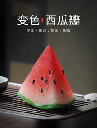 变色西瓜创意茶宠温变树脂水果摆件精品茶台茶桌茶具茶盘装饰茶玩