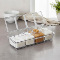 4 Compartment Seasoning Box Dust-Proof Lids 4 Compartment Seasoning Box