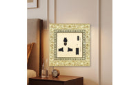 Decorative Socket with Faceplate Vintage Three-Pin Socket Retro Outlet Panel Ornate for Living Room, Bedroom, Hotel, Cafe