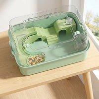 Large Hamster Cage with 2 Levels, Modern Style Acrylic Hamster Habitat, Square Shape Detachable pet enclosure with Tunnels for Burrowing Use