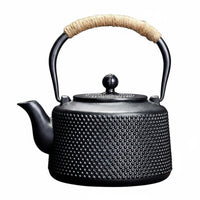 Textured Cast Iron Teapot Hinged Lid Black Cast Iron Teapot Heat Retention