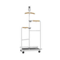 Bird Playstand with Tray Mobile Bird Stand with Wheels Stainless Steel Parrot Activity Center for Training