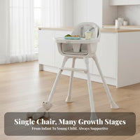 Washable Feeding Chair with Tray Easy to Clean Modern Toddler Dining Seat Food-Grade Material Modern Toddler Dining Chair 5-Point Safety Harness for Toddlers, Infants, Parents, Mealtime, Home, Kitchen, Living Room