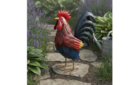 Metal Cock Statue Outdoor Iron Cock Sculpture Farm Theme