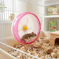 Silent Hamster Wheel, 17.5cm Hamster Wheel with Dual Bearings, Firm Crystal Running Surface for Golden Hamsters, Cage-Clip Mounting
