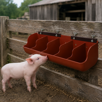 Piglet Feeder Trough, 5 Compartment Hanging Pig Feeder for Farrowing Pen Rectangular Piglet Feed Dispenser