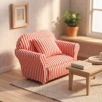 Dollhouse Sofa with Pillows 1/12 Scale Dollhouse Couch Upholstered for Hobbyists