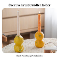 Vibrant Design Fruit Shaped Candle Holder Minimalist Aesthetic Decorative Fruit Candle Stand Compact Size for Women, Desktop, Living Room