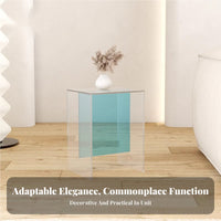 Transparent Waterfall Table Minimalist Design Nightstand Space-Saving for Office