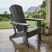 Folding Adirondack Chair Slatted Back Adirondack Chair with Cup Holders Outdoor Furniture Foldable Sturdy