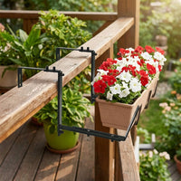 Hanging Basket Bracket for Garden Fence and Balcony Planters, Wall Hanging Flower Stand and Outdoor Planter, Metal Planter with Wall Mount
