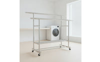Stainless Steel Double-Rod Drying Rack Floor-Standing Double Rod Garment Rack Sturdy Long-Lasting for Balcony