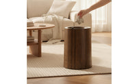 Wood-Grain Trash Can with Lid | Rectangular, Trash Can with Wheels, for Living Room