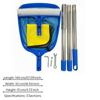 Pool Brush and Net Set Stainless Steel Pole Pool Cleaning Kit Fine Mesh