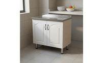 Freestanding Kitchen Cabinet with Sink Easy Installation Freestanding Utility Sink Cabinet Waterproof and Rustproof Stainless Steel Countertop Kitchen