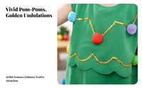 PerformancePrepared Christmas Tree Dress Set celestial Headband Included Christmas Tree Costume Big rear ribbon Festive Attire Tulle Skirt for female children, Kids, young children, School performance, festive celebration