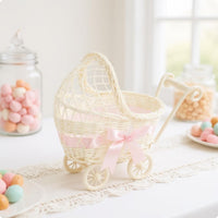 Carriage-styleStyle Woven Basket Plastic Rattan-Like Stroller Shaped Basket