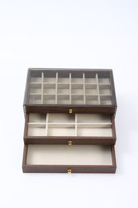Walnut Wood Grain Jewelry Storage Box, 3 Layers, Large Size