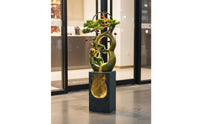 Gourd Shaped Floor Water Feature Auspicious Symbolism Water Feature Easy to Assemble LED Cascading Water Feature for Living Room, Reception Area
