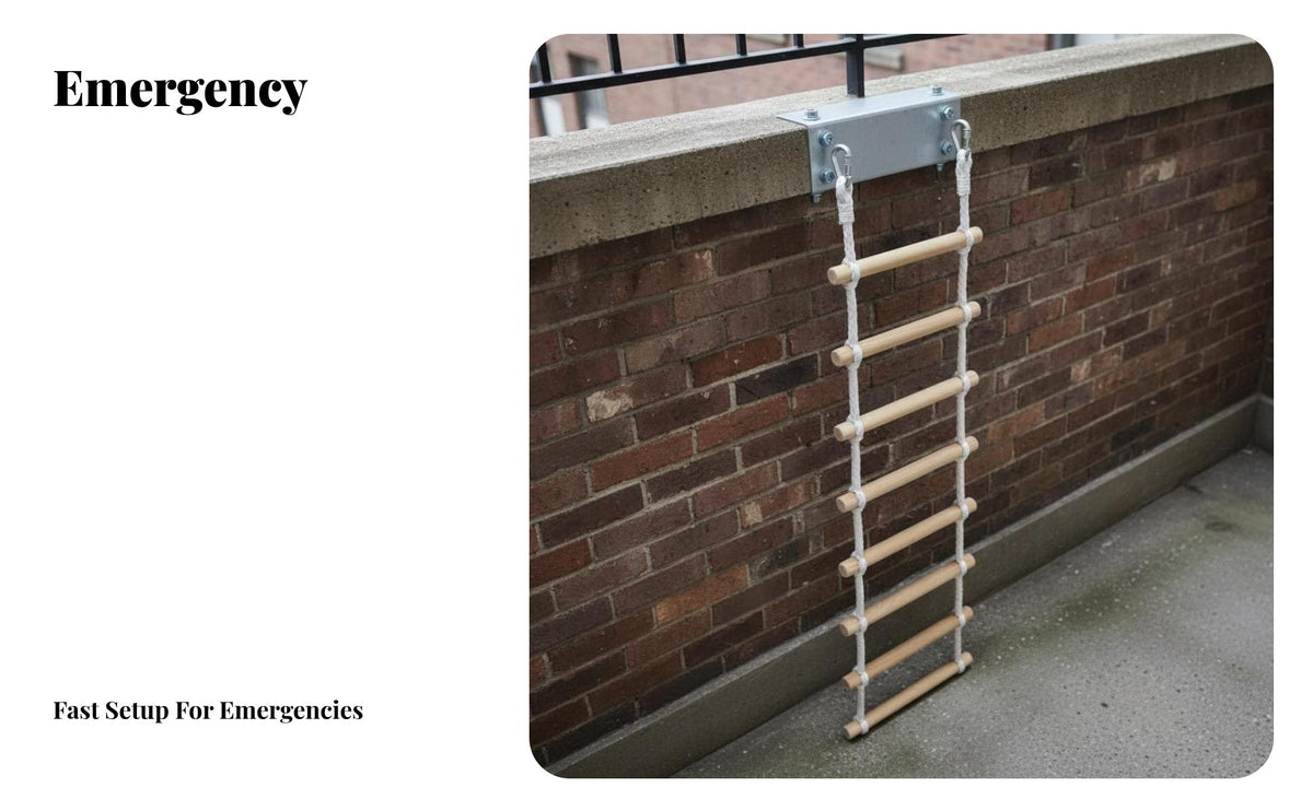 Solid Wood Rungs Fire Escape Rope Ladder Heavy Duty Soft Rescue Ladder Fast to Deploy Safety Equipment High Load Capacity for Families, Residents, Homeowners, Home, Apartment Building, Balcony
