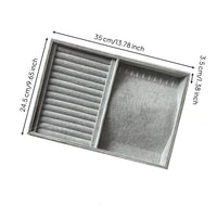 Soft Jewelry Organizer Tray Divided Velvet Jewelry Tray Gray Drawer Insert Space-Saving for Closet