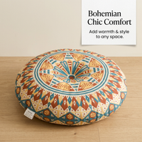 Bohemian Round Floor Pillow, Mandala Cushion, Tatami Cushion for Meditation, Lin #variant:Castle Manor Pattern