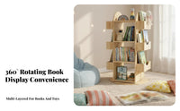 360-Degree Rotation Rotating Book carousel Multitier Design bookshelf Space-Saving bookshelf Large Capacity for Children, young children, Living Room, Small areas, literary Corner, Playroom