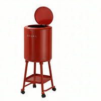 Rolling Bin with Shelf Slim Wastebasket Open-Top for Kitchen