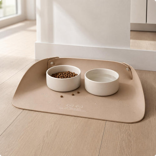 Curved Feeding Mat Front Opening Raised-Rim Pet Mat Oil-Proof