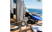 Yoke Cylinder Hose with Gauge Chrome-Finished Scuba Filling Hose with Pressure Gauge Inline Yoke Tank Pressure Checker for Divers, Dive Shops