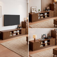 TV Cabinet Modern-Contemporary TV Stand Low-Profile Media Cabinet with Open Shelves for Renters, Small Living Rooms, Apartments